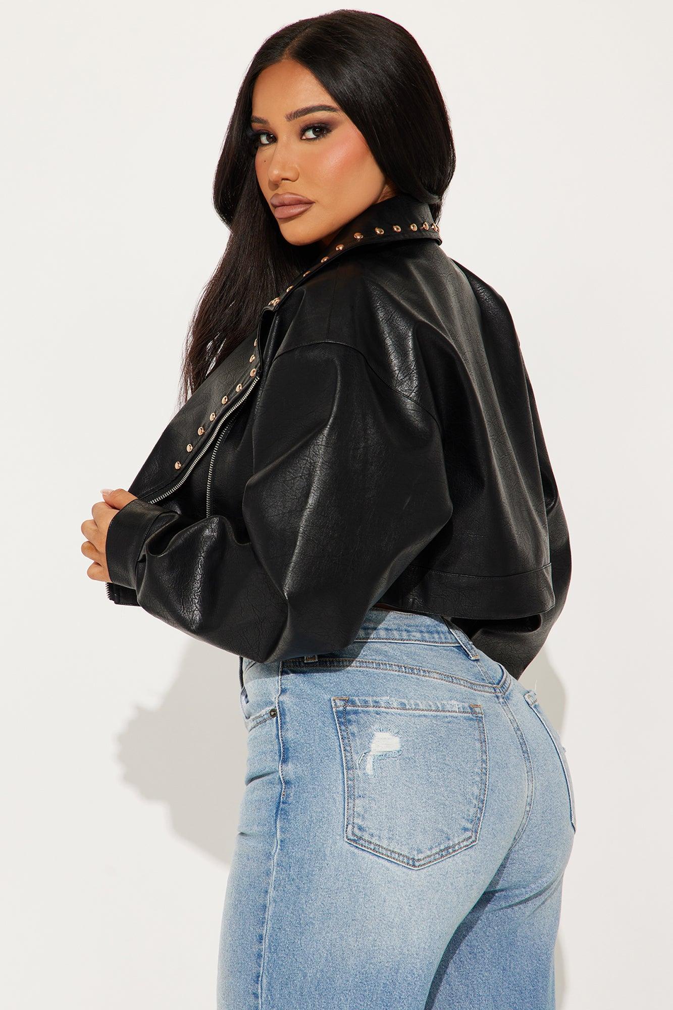 Such A Stud Faux Leather Jacket - Black Product Image