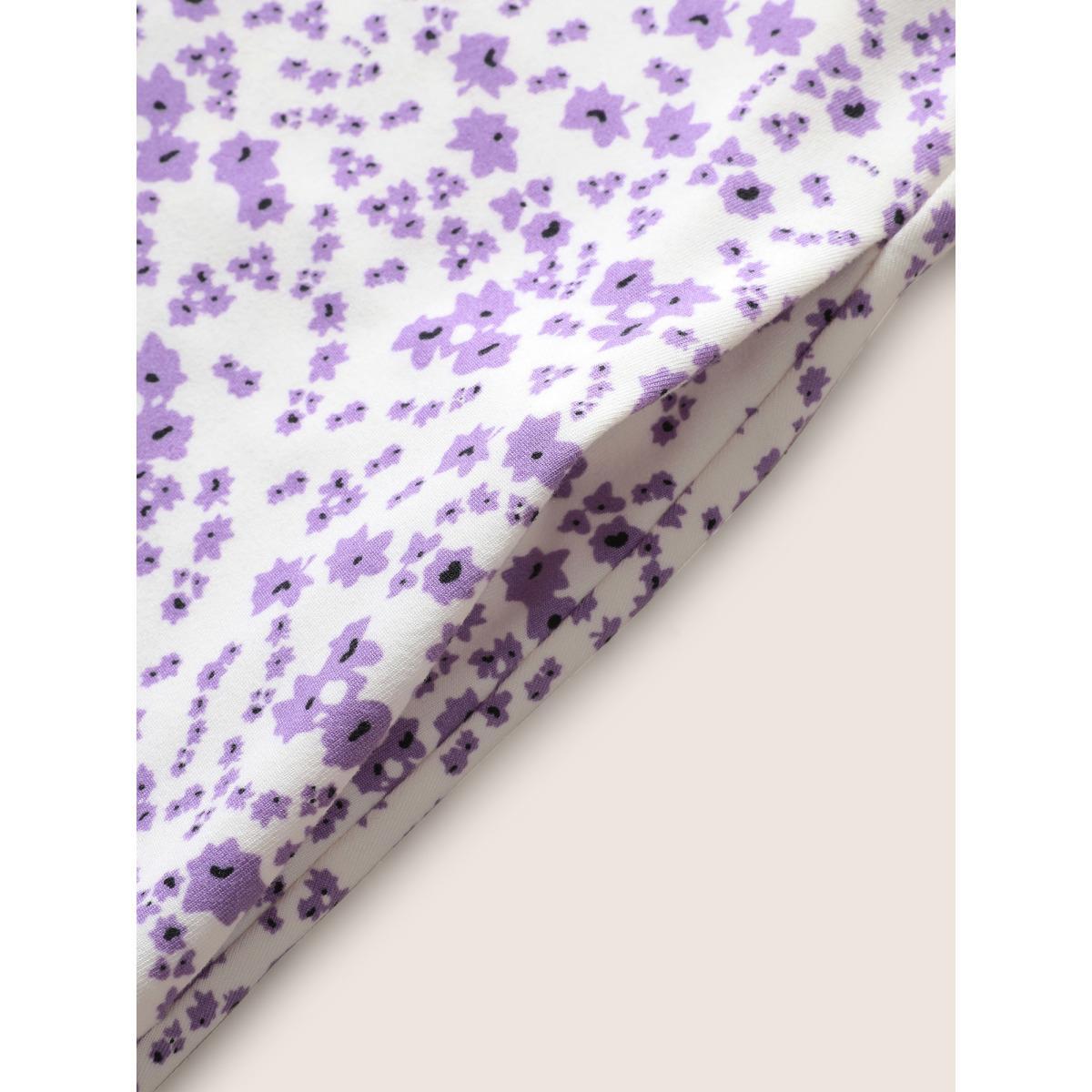 Plus Size Everywhere Dress - Ditsy Floral Belted Dress Lilac Women Elegant Belted Non Short sleeve Curvy BloomChic 14-16/1X Product Image