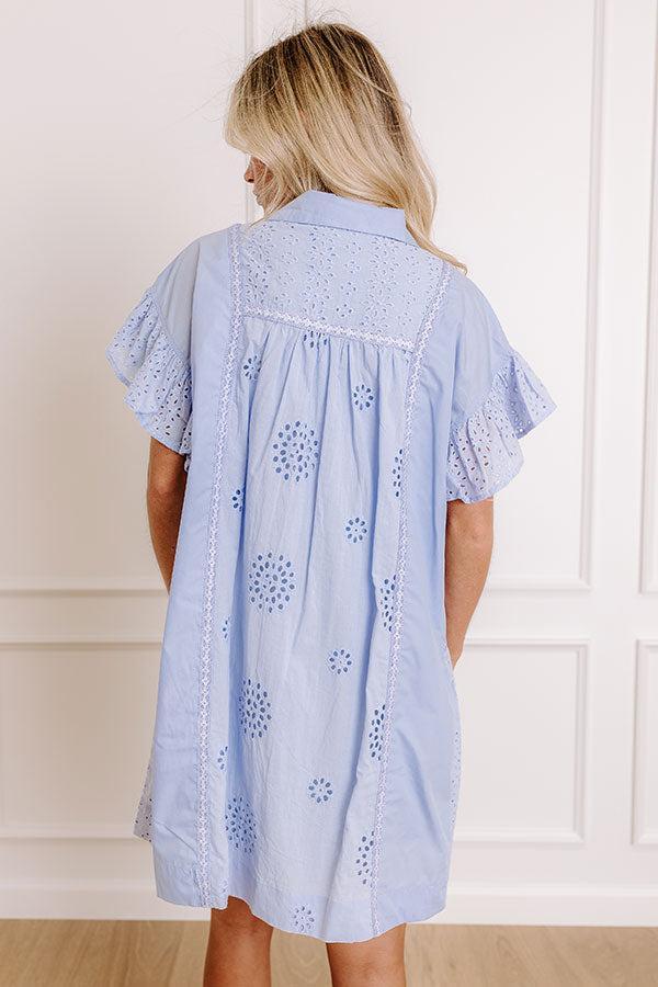 Brunch Ready Eyelet Mini Dress in in Light Periwinkle Product Image