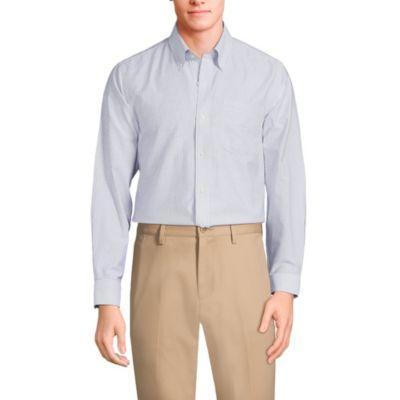 Lands End Mens Pattern No Iron Supima Oxford Dress Shirt - Royal cobalt Product Image