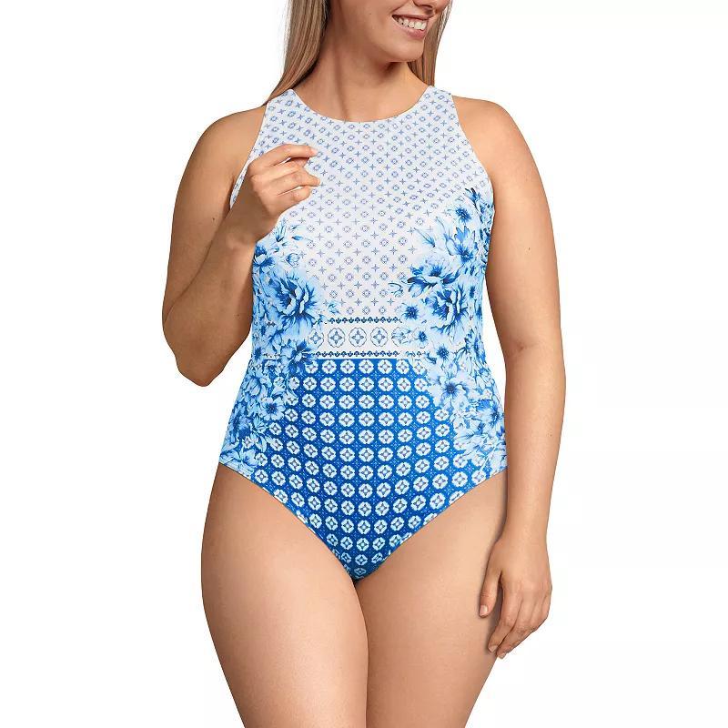 Plus Size Lands' End High Neck One-Piece Swimsuit, Women's, Size: 24 W, Dark Red Product Image