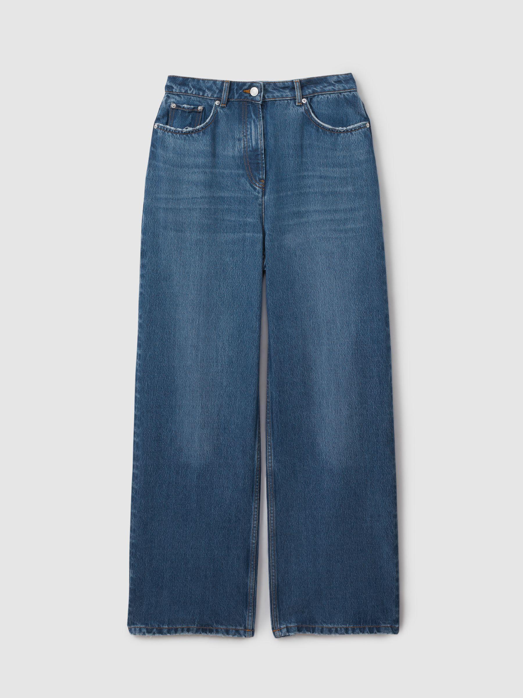 Lightweight Viscose Blend Relaxed Jeans in Mid Blue Product Image