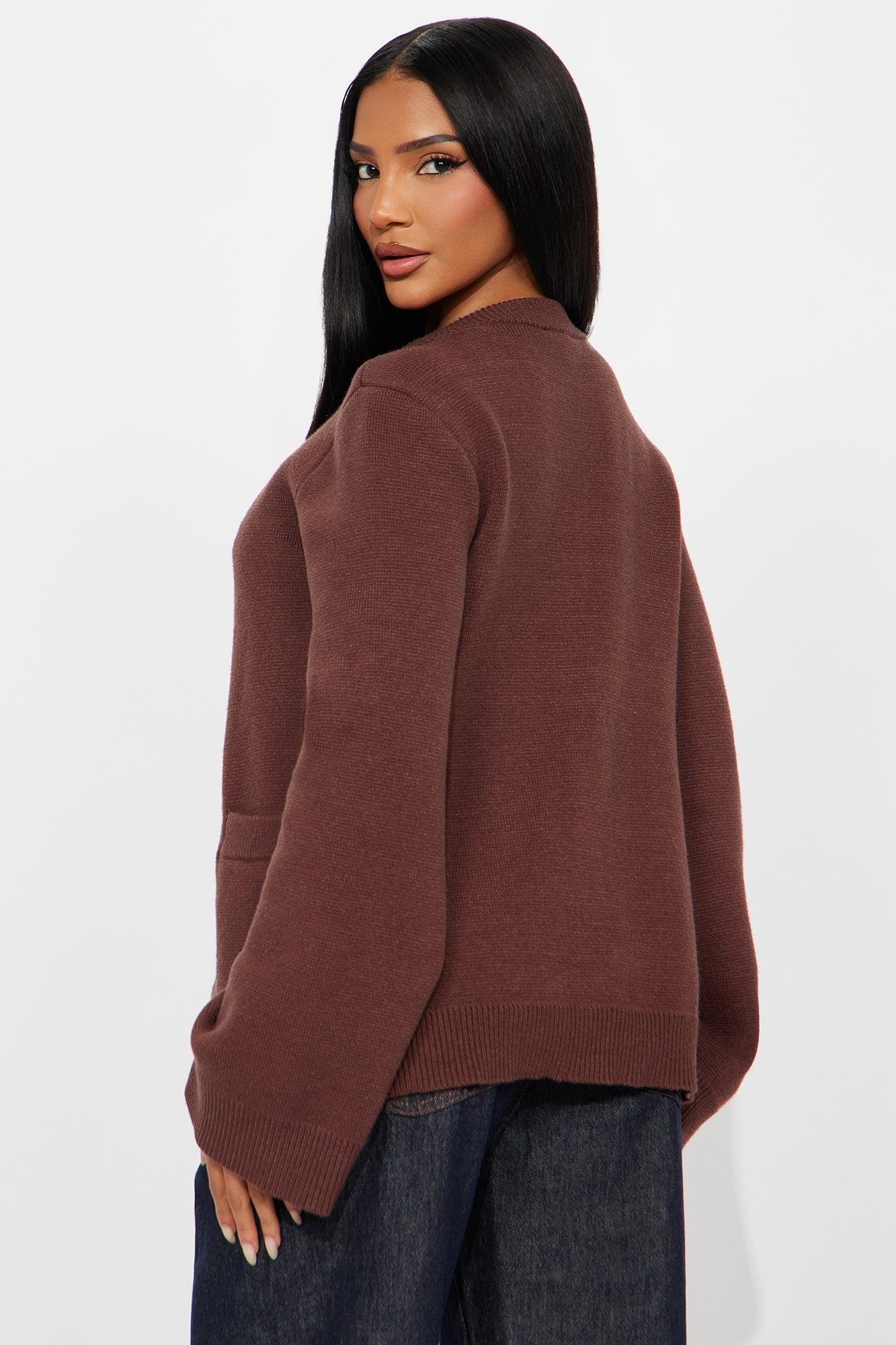 Grace Bell Sleeve Cardigan - Chocolate Product Image