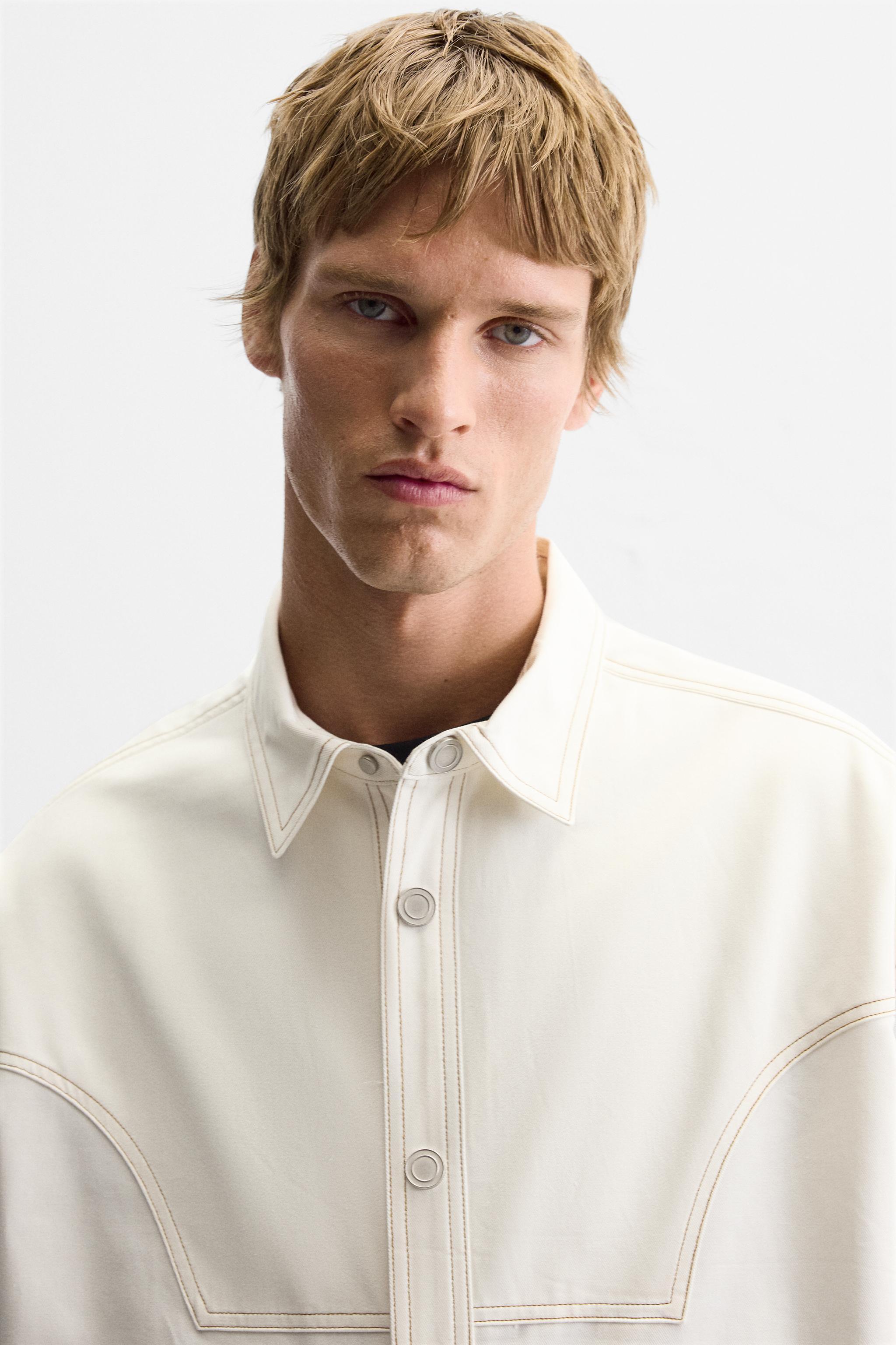 COTTON - LYOCELL TOPSTITCHING SHIRT Product Image