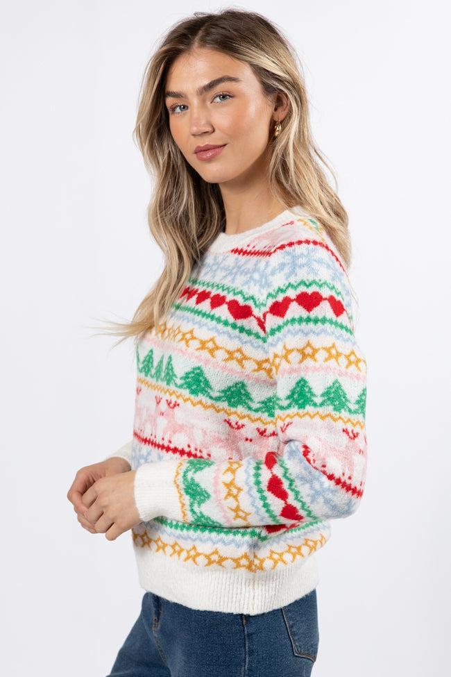 Final Sleigh Multi Color Christmas Fair Isle Sweater  FINAL SALE Product Image