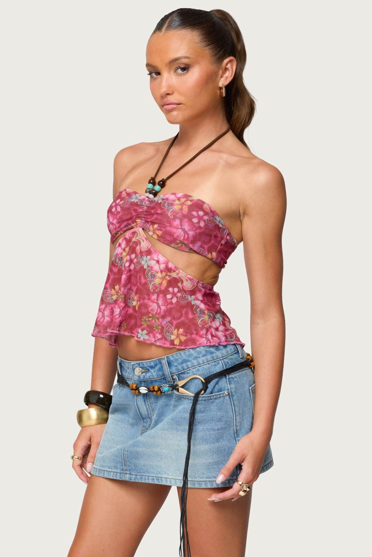 Solana Floral Cut Out Halter Top Product Image