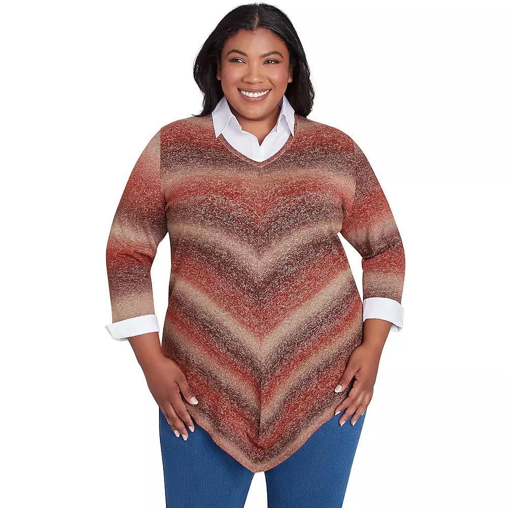 Plus Size Alfred Dunner Chevron Ombre Woven Sweater, Womens Grey Product Image