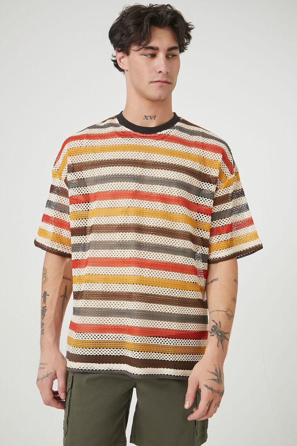 Mesh Striped Crew Tee | Forever 21 Product Image