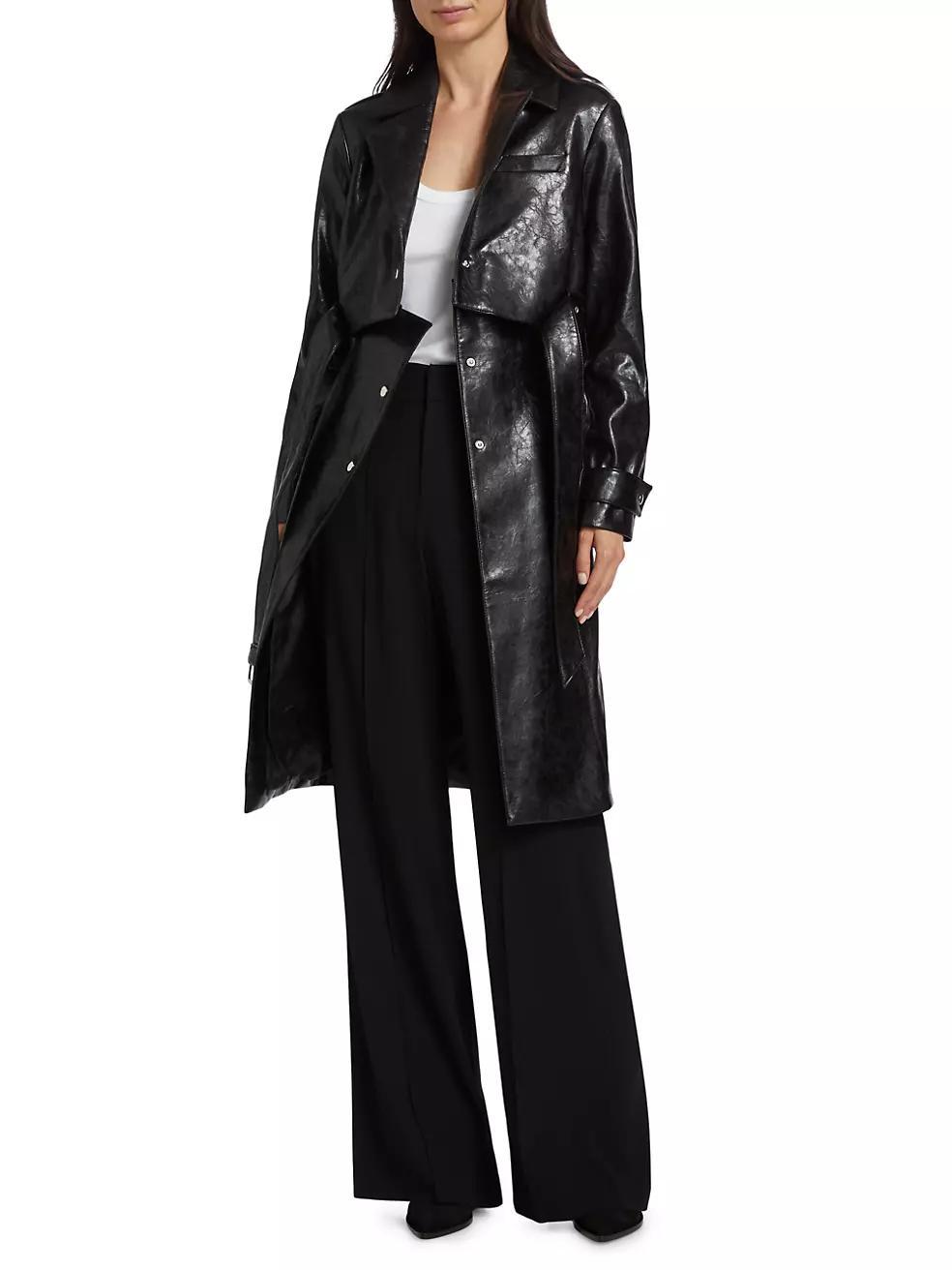 Katija Faux-Leather Single-Breasted Trench Coat Product Image