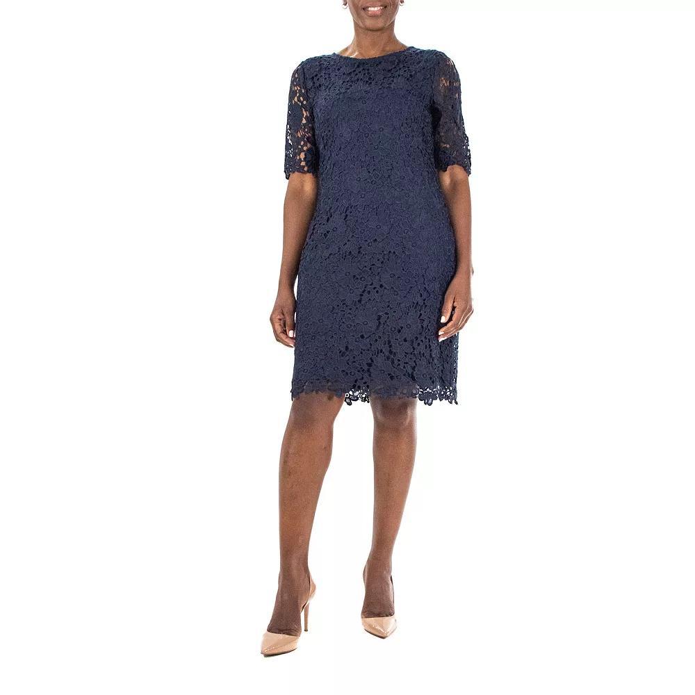 Women's Nina Leonard Floral Lace Sheath Cocktail Dress, Size: XL, Ivory Product Image