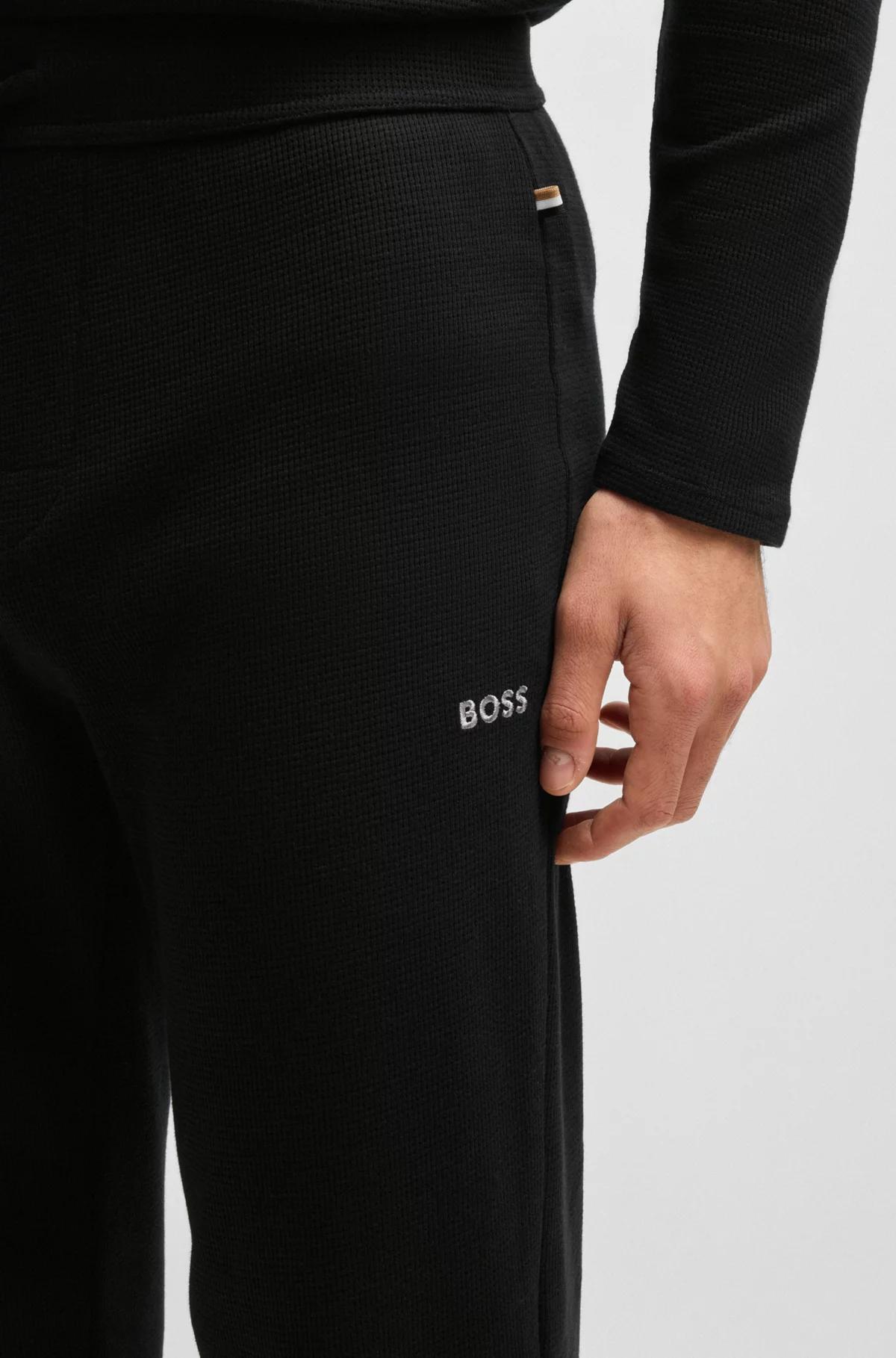 Boss Waffle Pajama Bottoms in Black Product Image