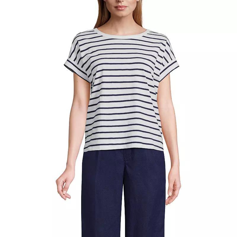 Women's Lands' End Short Sleeve Boxy Slub Tee, Size: Small, Ivory Product Image