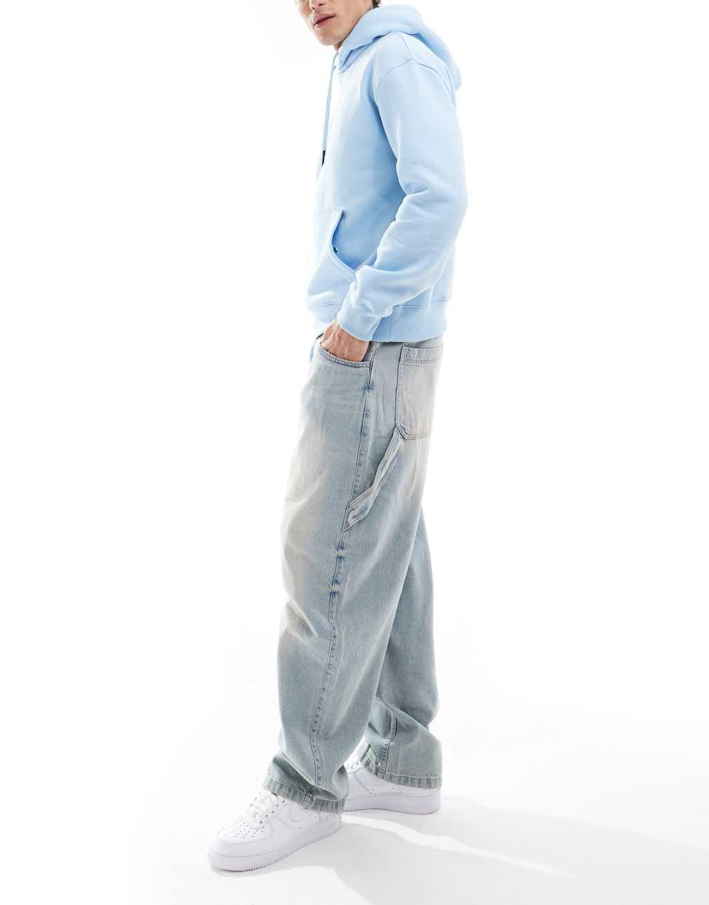 Bershka basic hoodie in blue Product Image