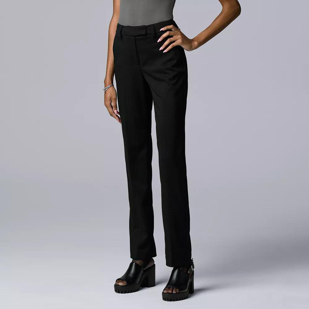Women's Simply Vera Vera Wang High-Rise Slim Straight Pants, Size: 14 LONG, Black Product Image