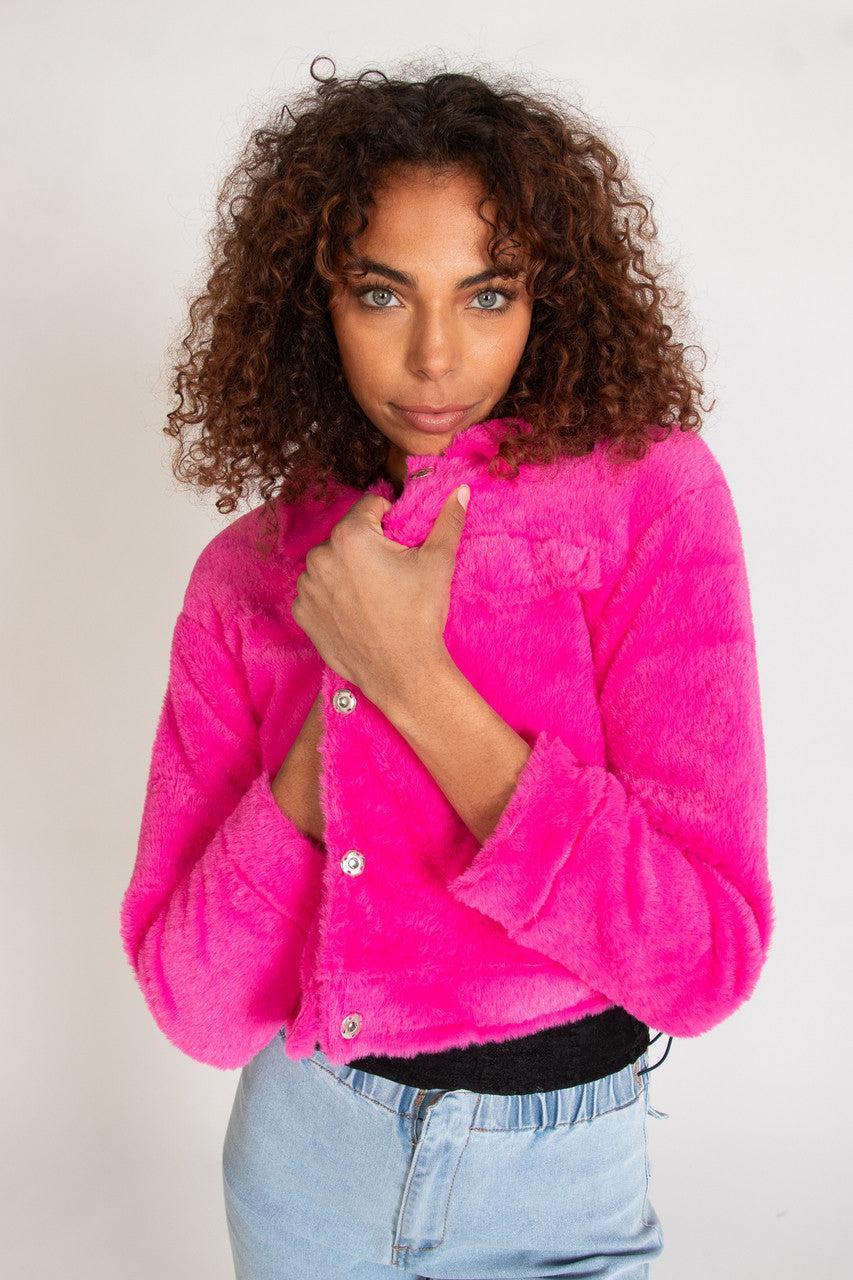 Cropped Faux Fur Shacket Product Image