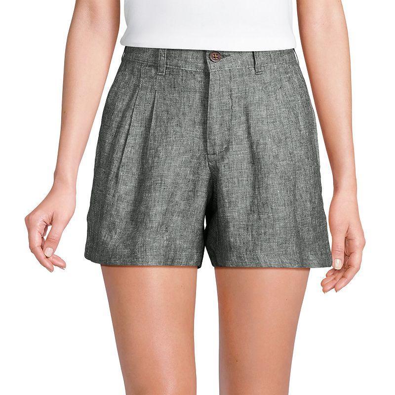 Women's Lands' End 5" Linen High Waisted Pleated A-Line Shorts, Size: 10, Flax Linen Product Image