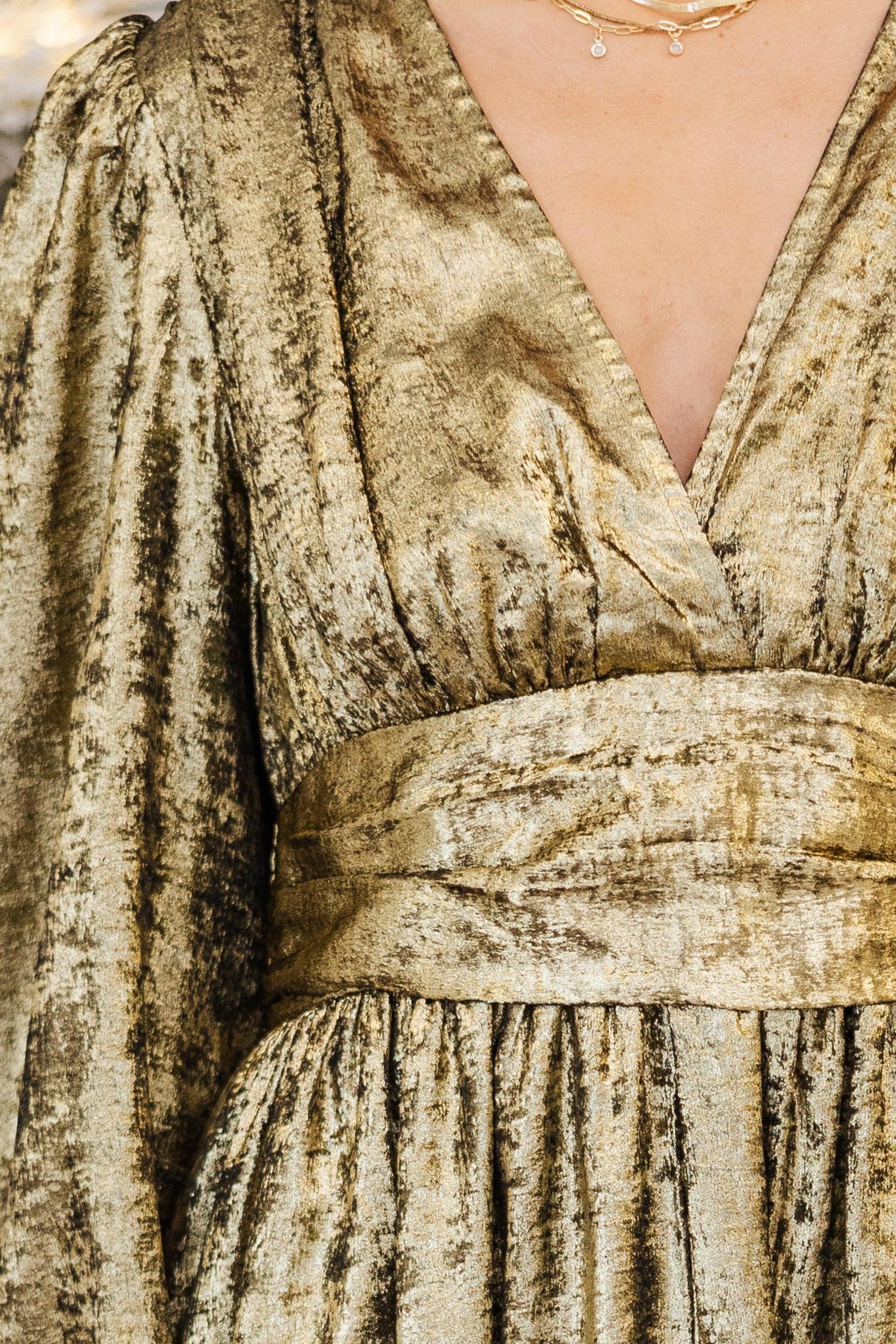 All In Your Head Gold Midi Dress Female Product Image