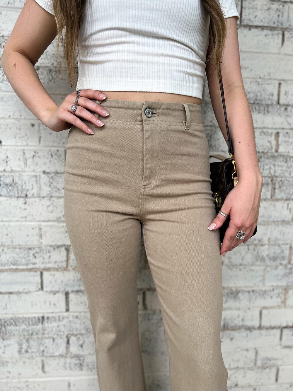 One Good Reason High Rise Khaki Trousers* Product Image
