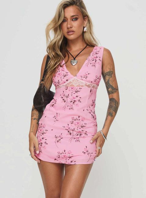 Romancer Mini Dress Pink Product Image