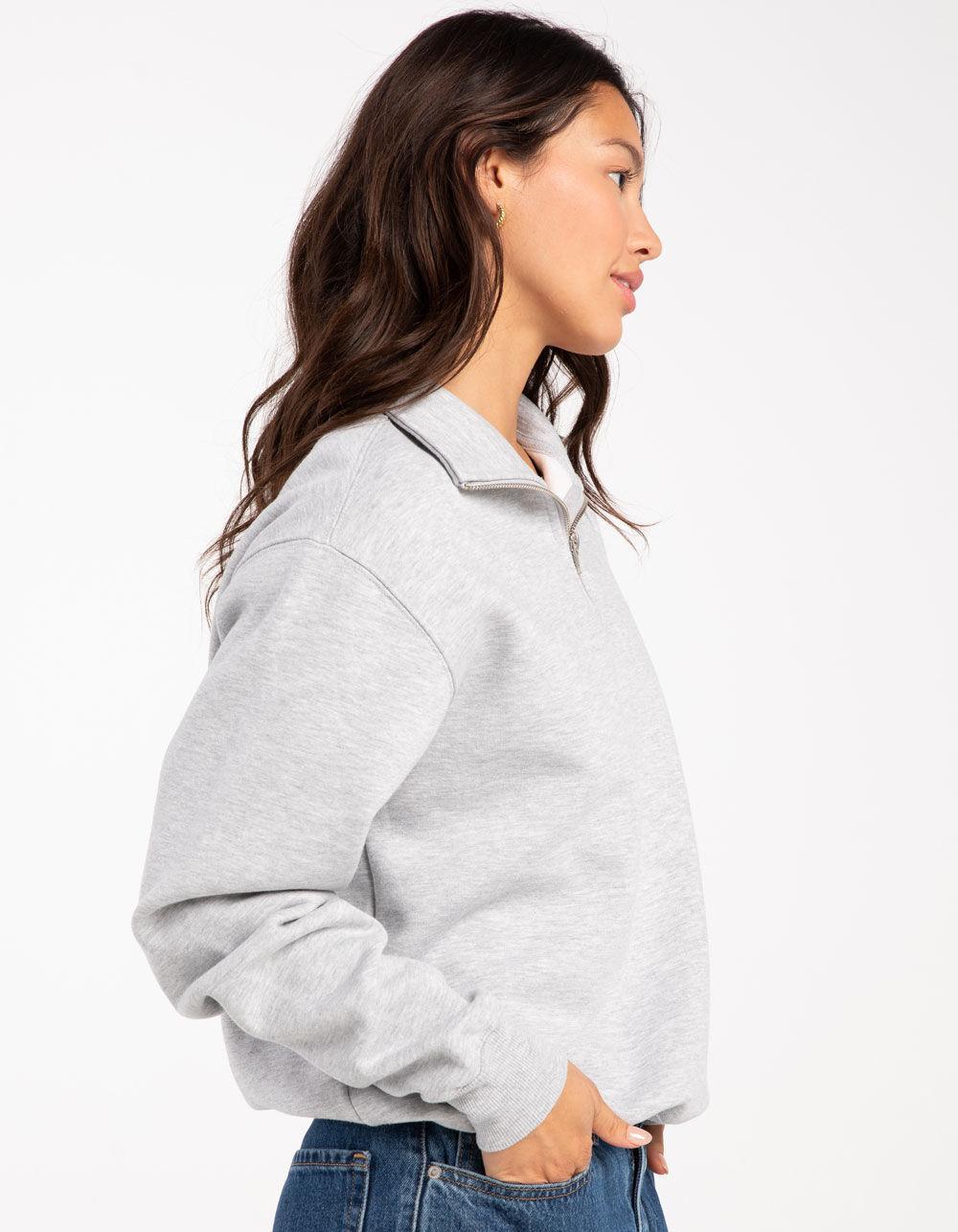 TILLYS Quarter Zip Womens Sweatshirt - CHARCOAL Product Image