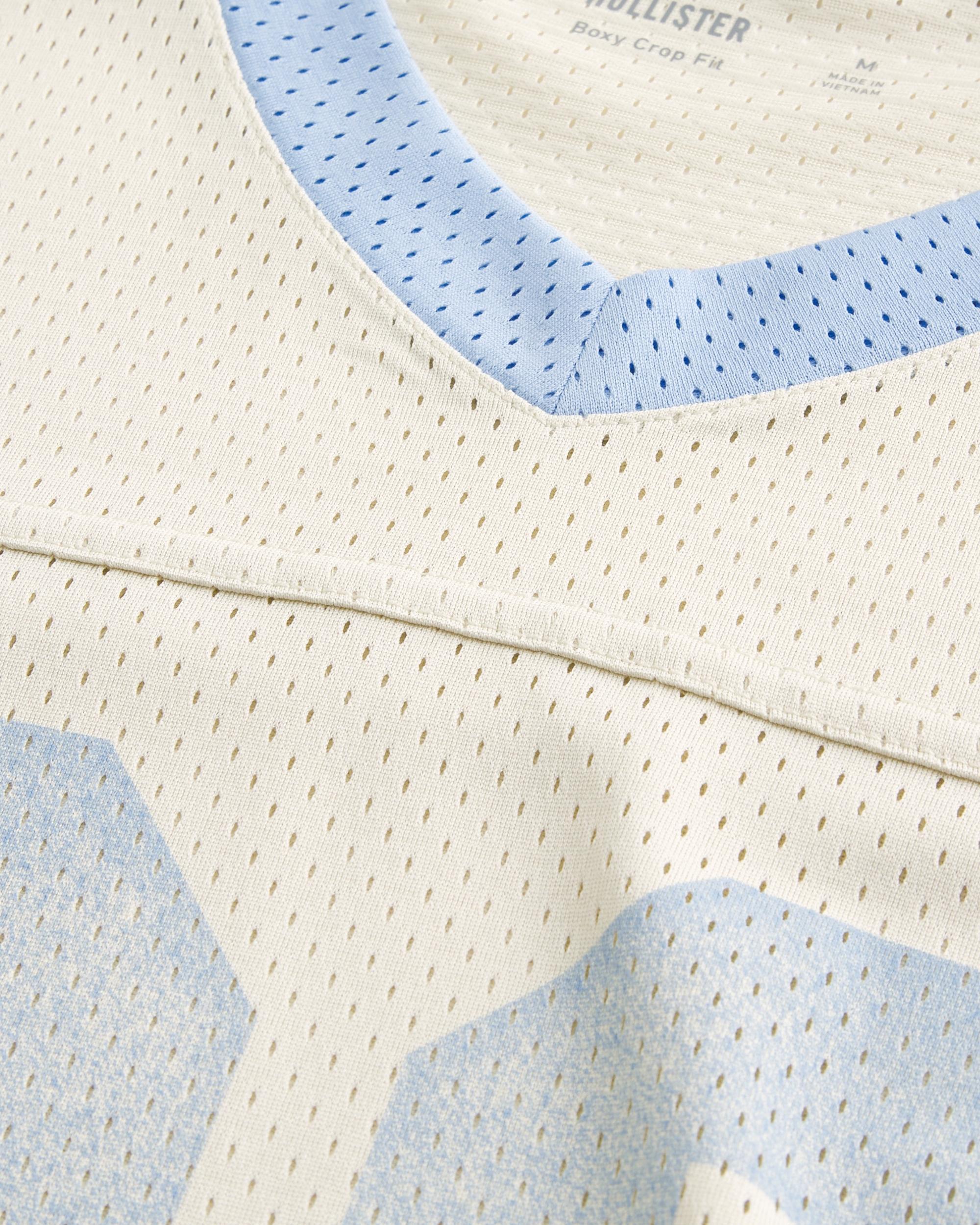 Boxy Crop Mesh Graphic Football Jersey Product Image