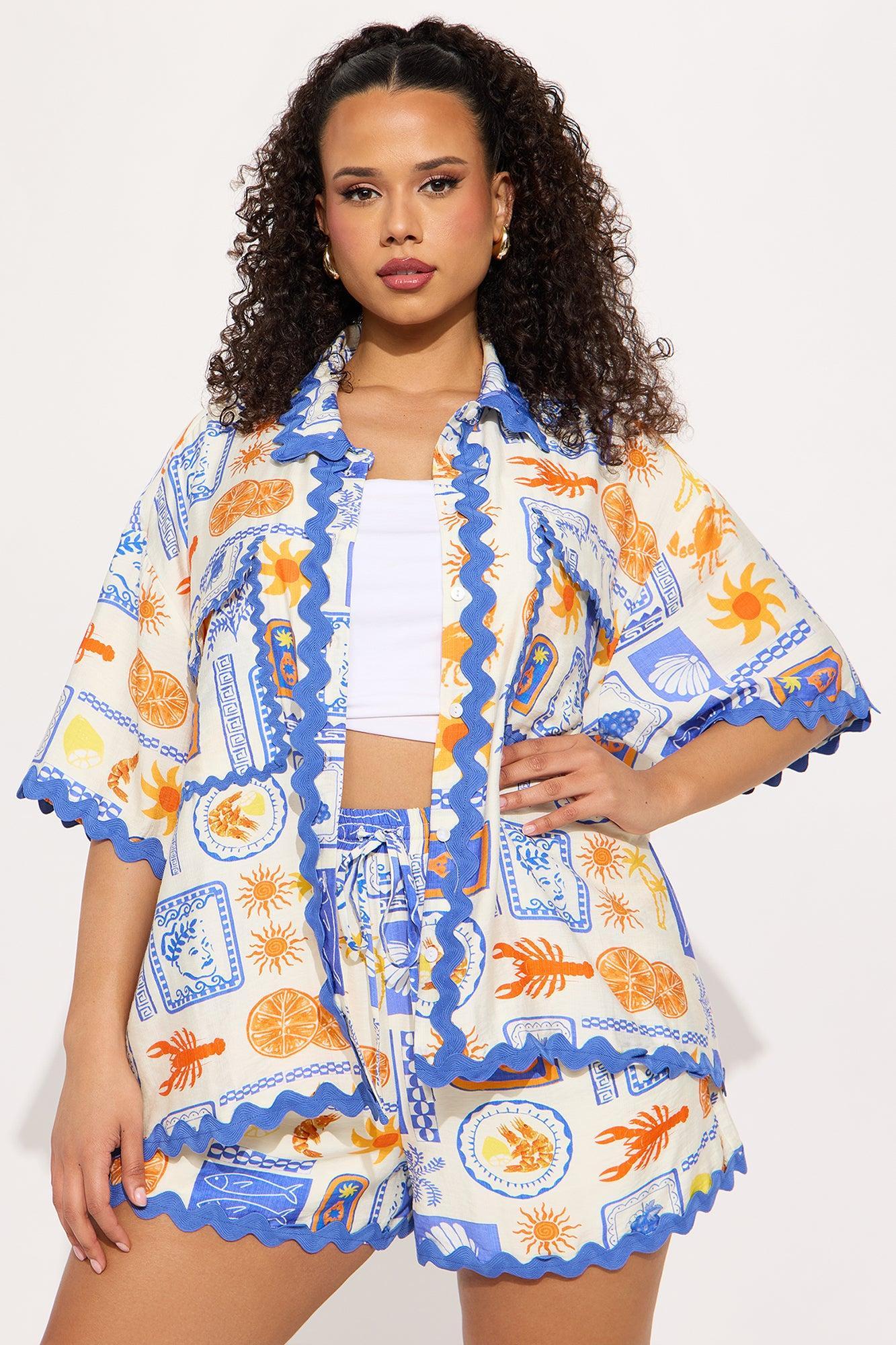 Europe Getaway Short Set - Blue/combo Product Image