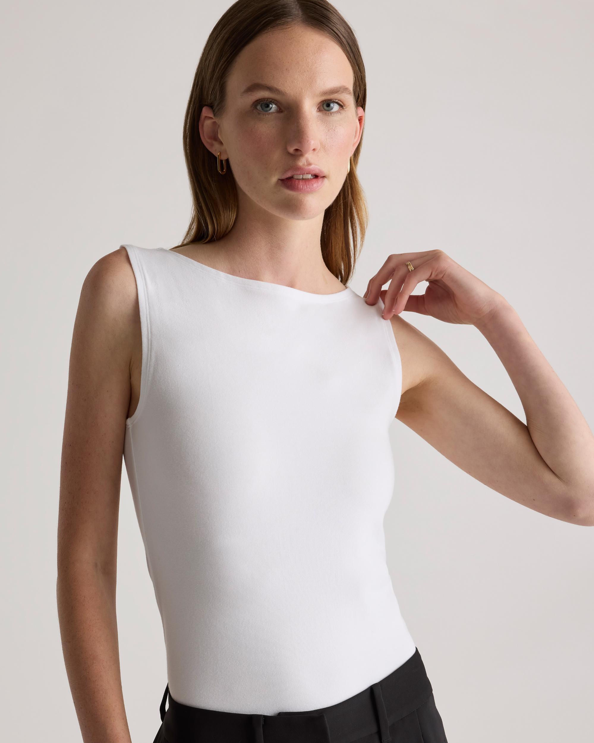 Quince | Women's Stretch Cotton Jersey Boat Neck Tank Top Organic Cotton Product Image