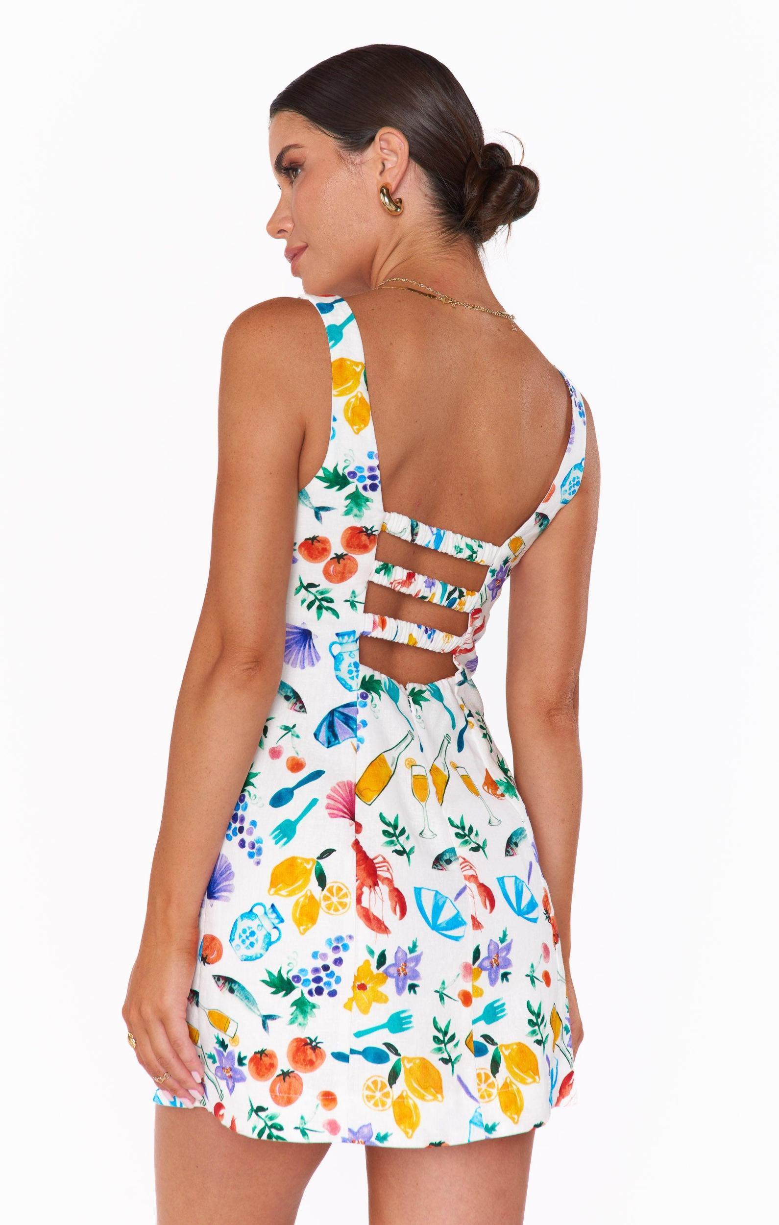 Steph Mini Dress ~ Italian Picnic Linen Product Image