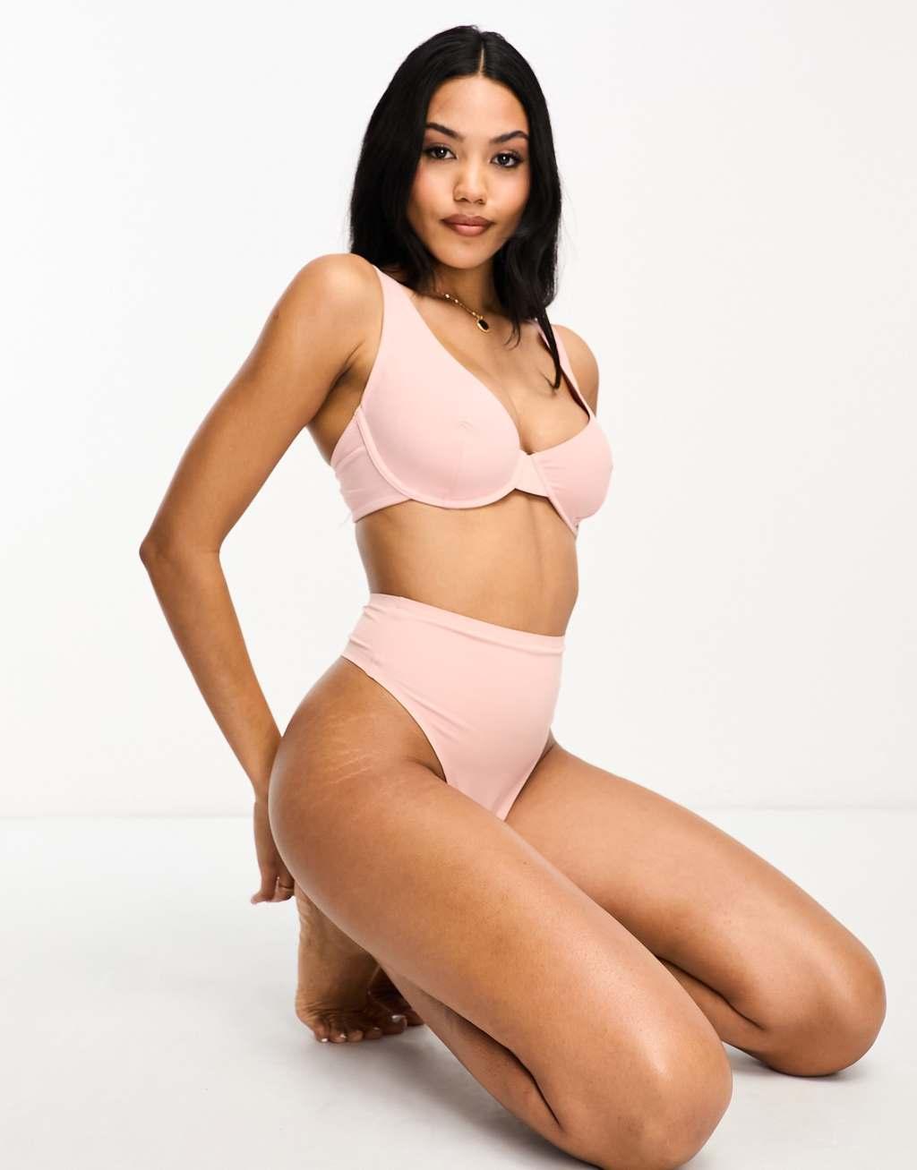 ASOS DESIGN Fuller Bust Marina nylon blend smoothing underwire bra Product Image