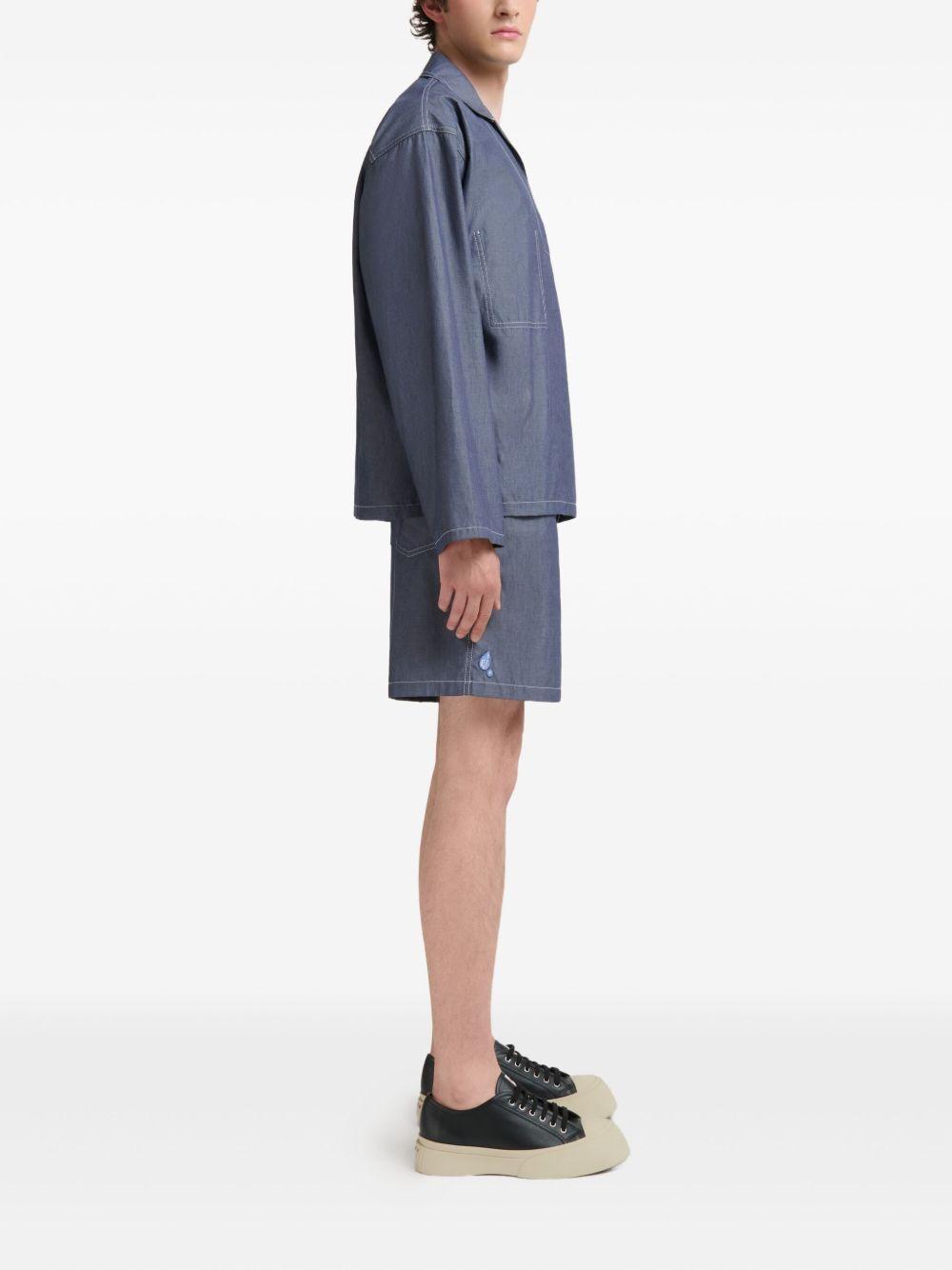 polo-collar chambray shirt Product Image