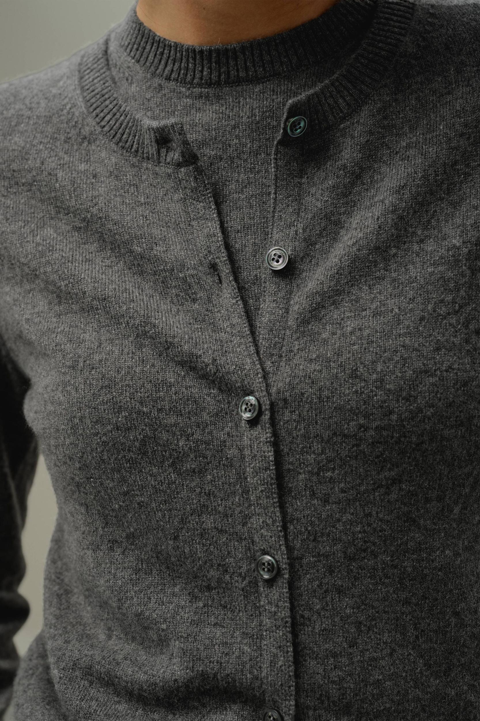 Cashmere Fitted Crew Neck Cardigan Product Image