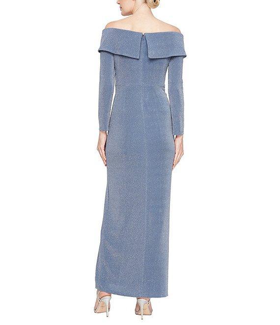 Alex Evenings Off-The-Shoulder 3/4 Sleeve Metallic Knit Dress Product Image