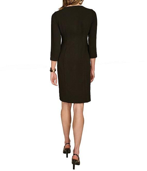 Donna Karan Cady Crepe V-Neck 3/4 Sleeve Jacket Dress Product Image