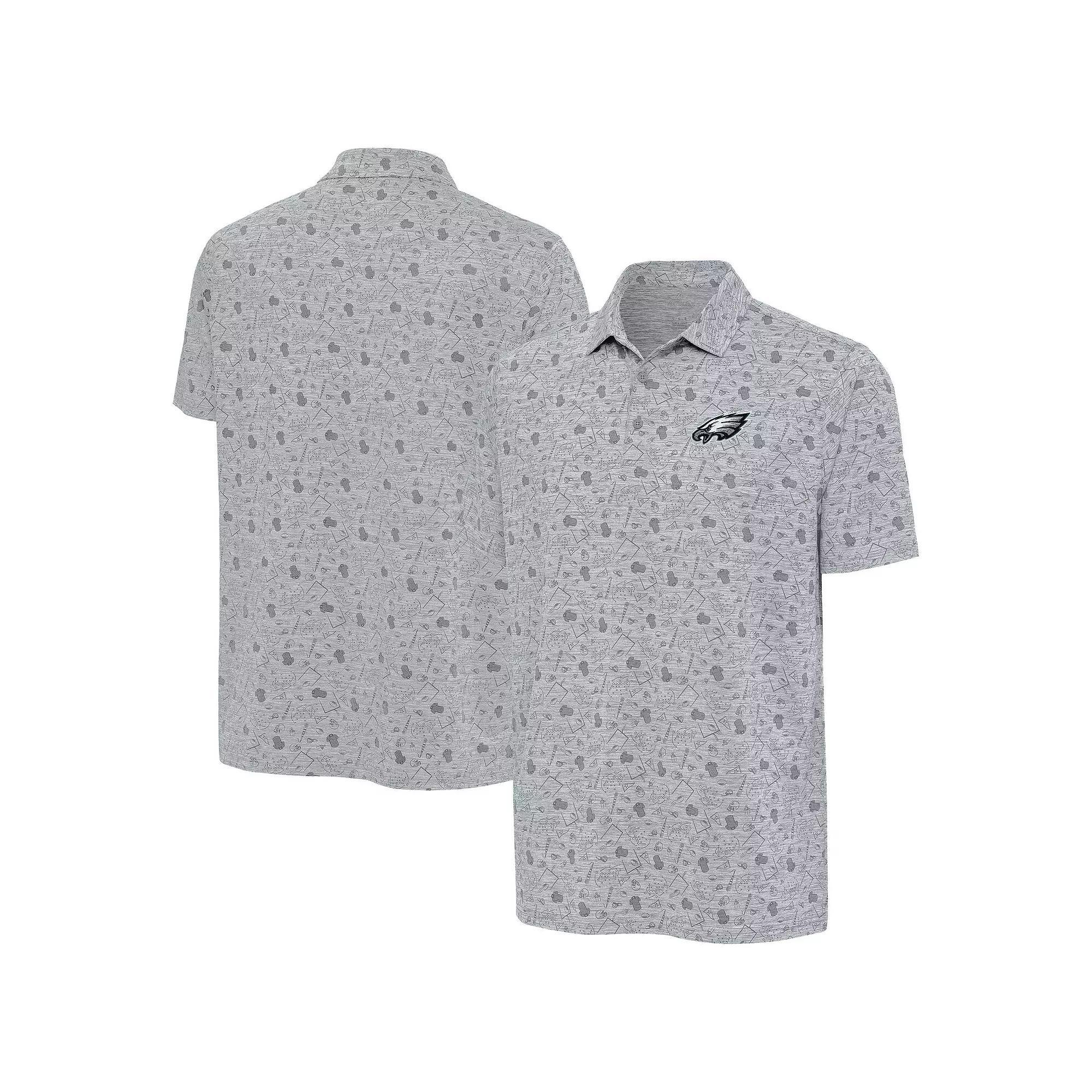 Men's Antigua Heather Gray Philadelphia Eagles Relentless Polo, Size: Medium, Grey Product Image
