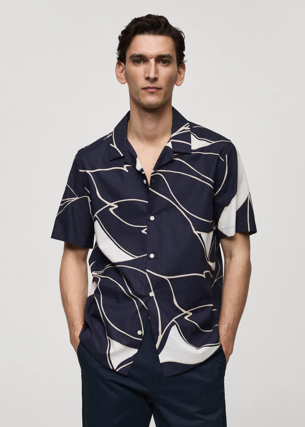 100% cotton printed shirt - Men | MANGO USA Product Image