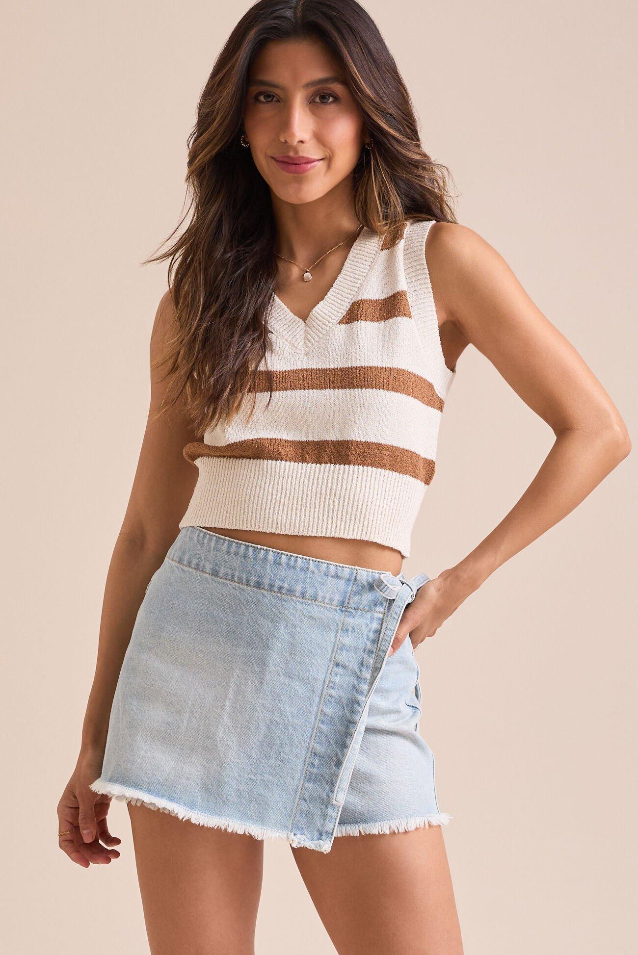 Dylan Side Tie Denim Skort Product Image