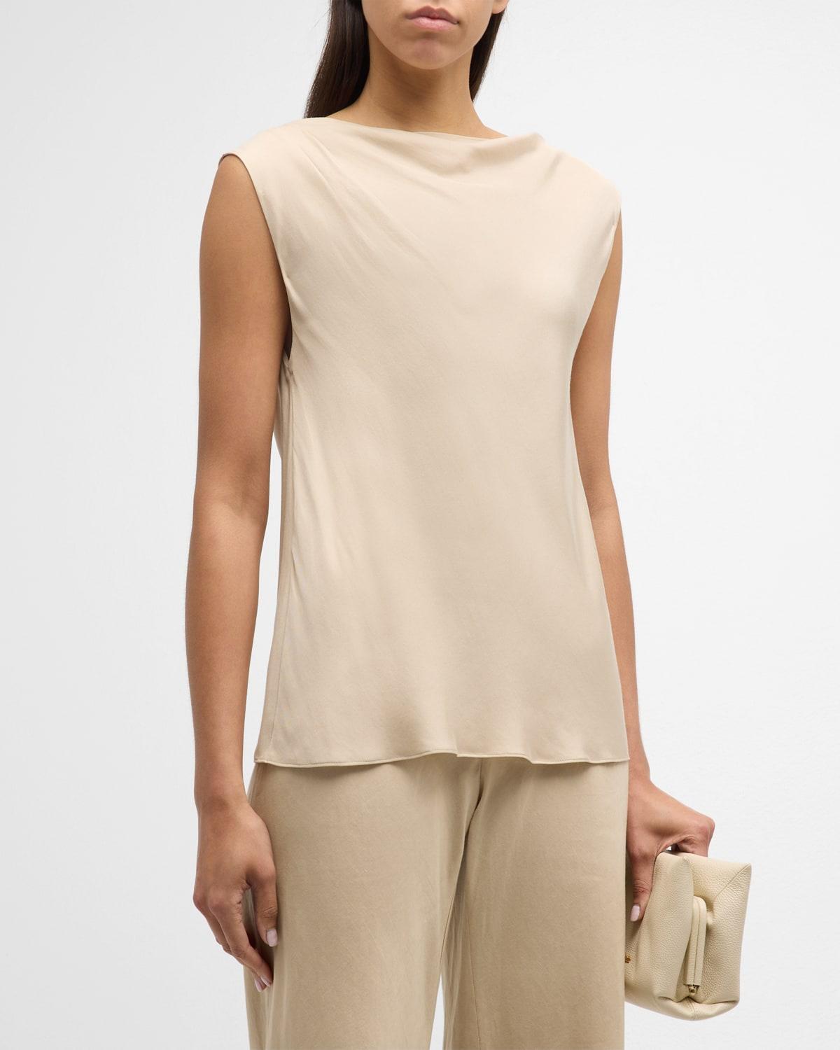 Asymmetric Drape Cap-Sleeve Blouse Product Image
