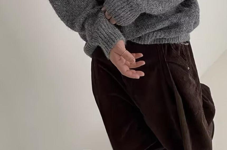Crew Neck Plain Oversized Sweater Product Image