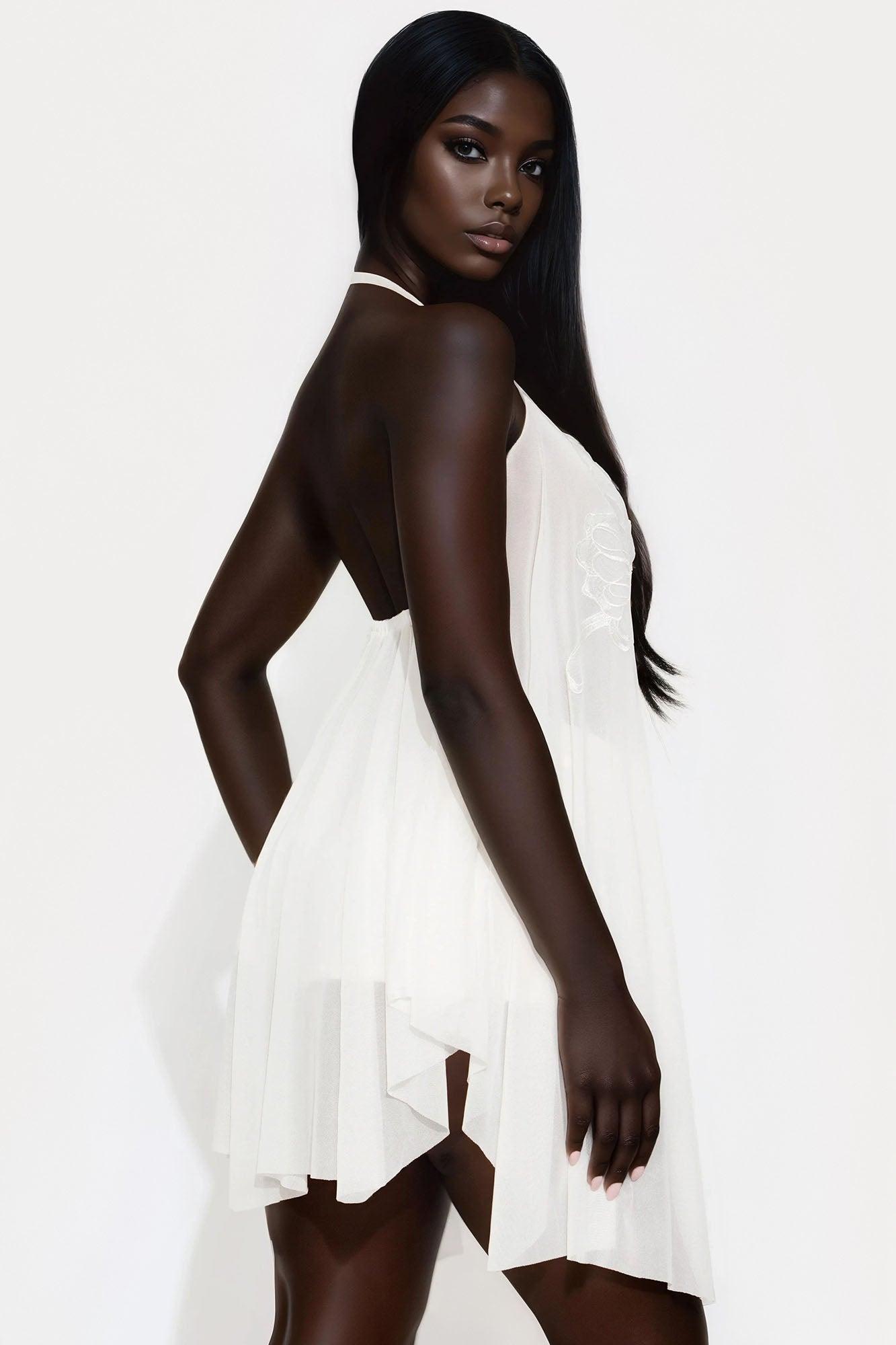 Beatrix Long Flyaway Halter Top - White Product Image