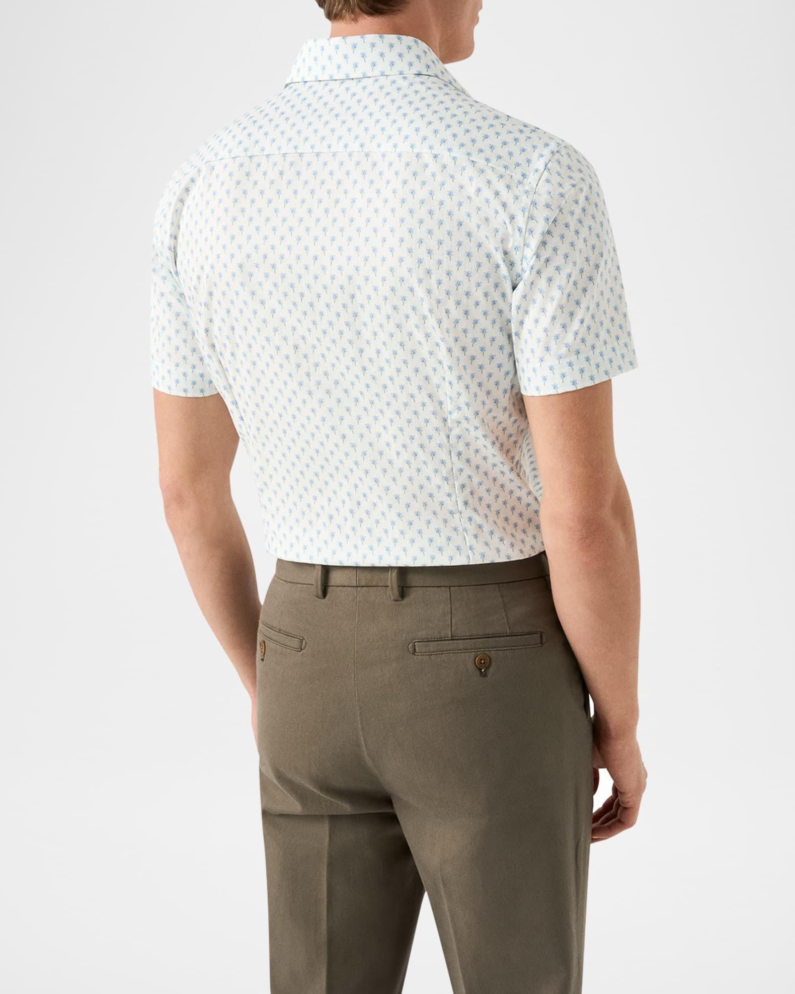 Men's Signature Twill Palm-Print Short-Sleeve Shirt Product Image