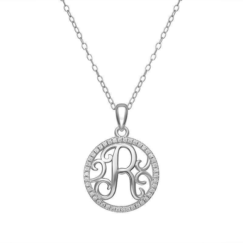 PRIMROSE Sterling Silver Cubic Zirconia Initial Pendant Necklace, Women's, Size: 18" Product Image