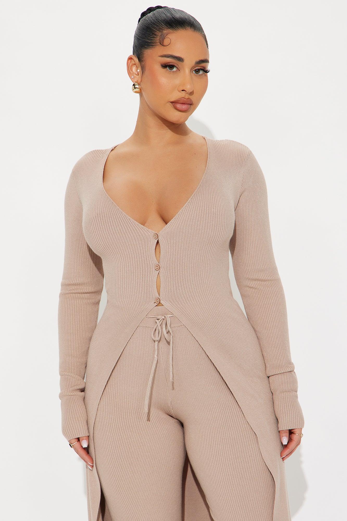 Sasha Flyaway Sweater Pant Set - Taupe Product Image