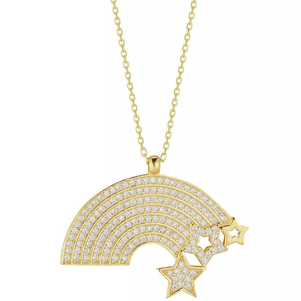 Sunkissed Sterling 14k Gold Over Silver Cubic Zirconia Rainbow & Star Necklace, Women's, Size: 17", Gold Tone Product Image