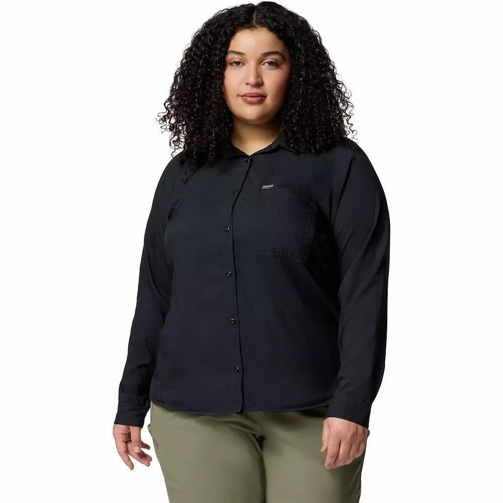 Plus Size Columbia Anytime Lite Button-Front Shirt, Women's, Size: 1XL, Alpenglow Product Image