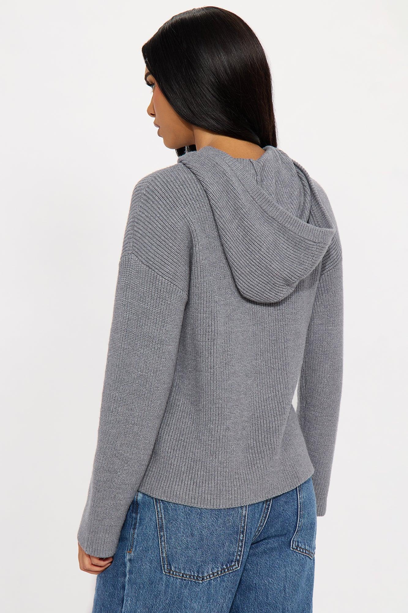 The Coziest Hooded Sweater - Grey Female Product Image