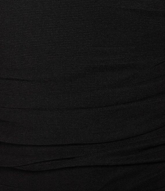 C&V Chelsea & Violet Long Sleeve V-Neck Rosette Mesh Dress Product Image