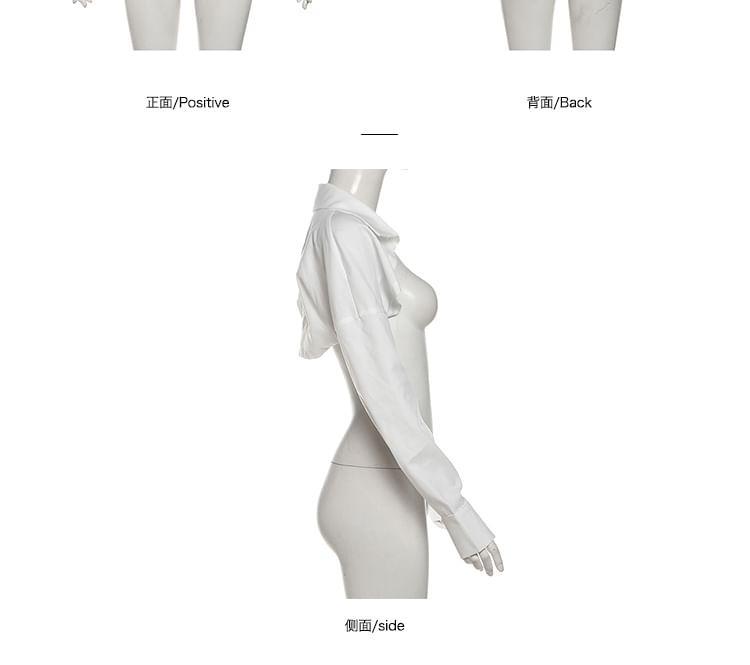 Long-Sleeve Plain Shrug / Strapless Two Tone Mini A-Line Dress Product Image