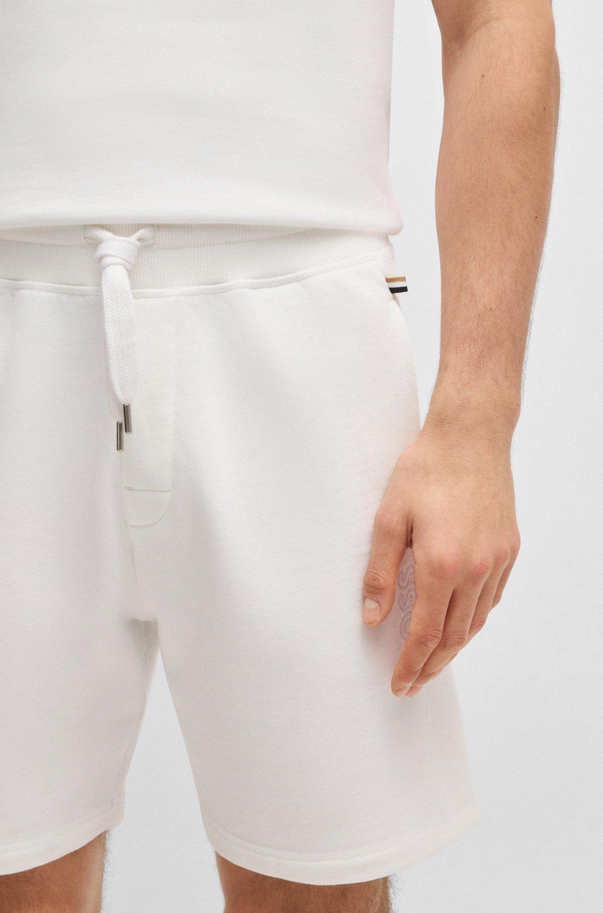 Cotton-terry shorts with outline logo embroidery Product Image
