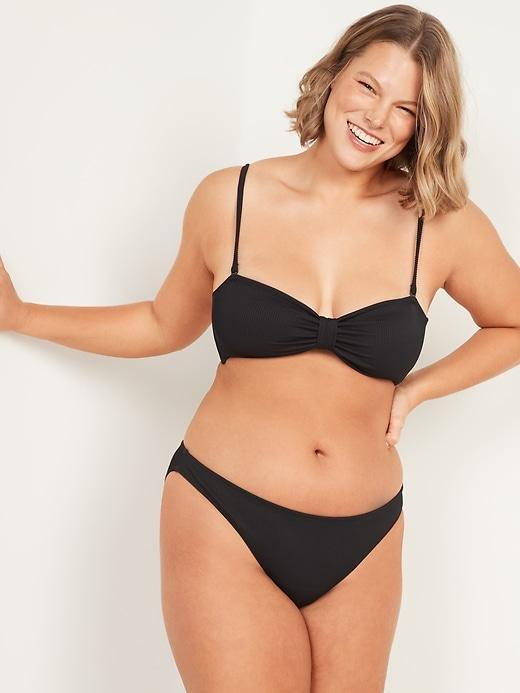 Low-Rise Classic Rib-Knit Bikini Swim Bottoms Product Image
