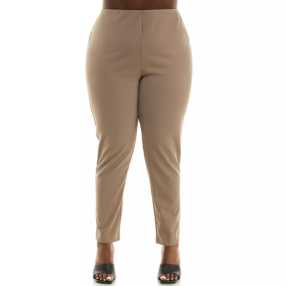 Plus Size Nina Leonard High Tech Crepe Pants, Women's, Size: 3XL, Mink Product Image